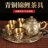 Vintage Bronze Gift Box Tray Cup Kung Fu Tea Set - Julia M LifeStyles