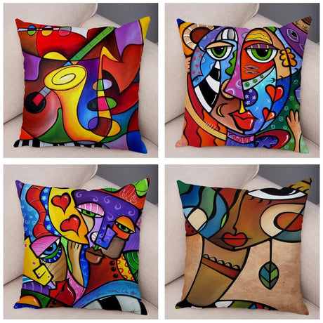 Julia M Lifestyles Abstract Girl Print Cushion Cover 45x45cm - Julia M LifeStyles