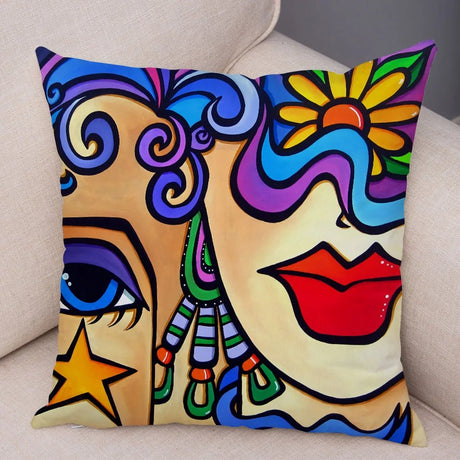 Julia M Lifestyles Abstract Girl Print Cushion Cover 45x45cm - Julia M LifeStyles