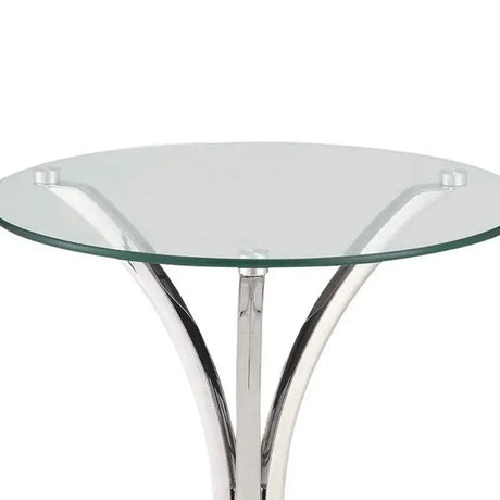 Modish Metal Accent Table with Clear Glass Top - Modern Silver Side Table - Julia M LifeStyles