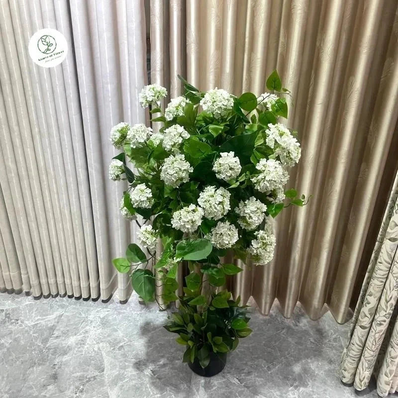 Custom Green Artificial Snowball Tree in Pot for Contemporary Indoor Decor Julia M LifeStyles