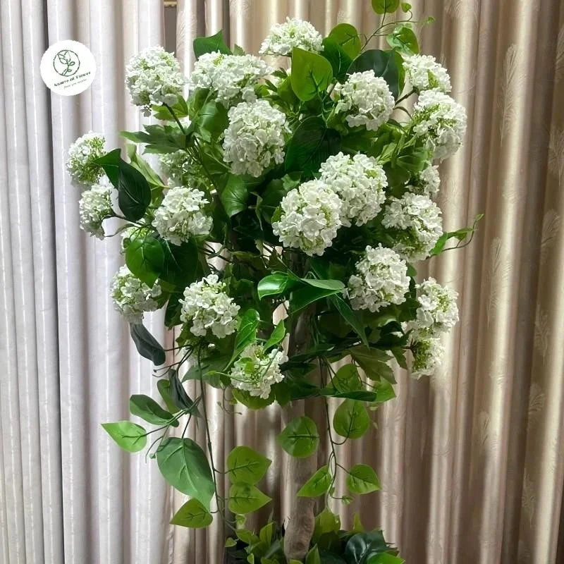 Custom Green Artificial Snowball Tree in Pot for Contemporary Indoor Decor Julia M LifeStyles