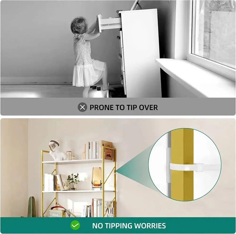 5-Tier Gold Bookshelf: Modern Open Storage 📚 - Julia M LifeStyles