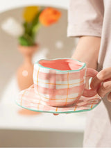 Hand-painted Flower Ceramic Coffee Cup Home Office Mug With Plate Spoon Breakfast Milk Juice Tea Handle Cup Gift Drinkware Set - Julia M LifeStyles