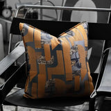 Orange Jacquard Pillow Cover with Black Horse Design for Modern Home Decor - Julia M LifeStyles