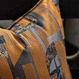 Orange Jacquard Pillow Cover with Black Horse Design for Modern Home Decor - Julia M LifeStyles