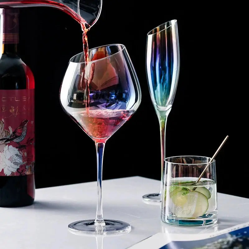 Japanese-Style Colorful Crystal Wine Goblet - Rainbow Champagne Glass Julia M LifeStyles
