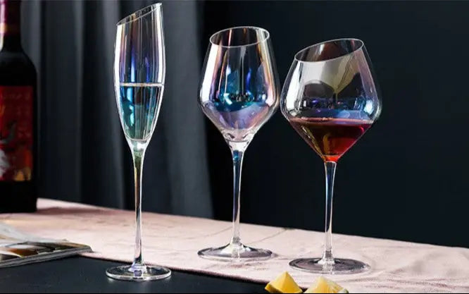 Japanese-Style Colorful Crystal Wine Goblet - Rainbow Champagne Glass Julia M LifeStyles