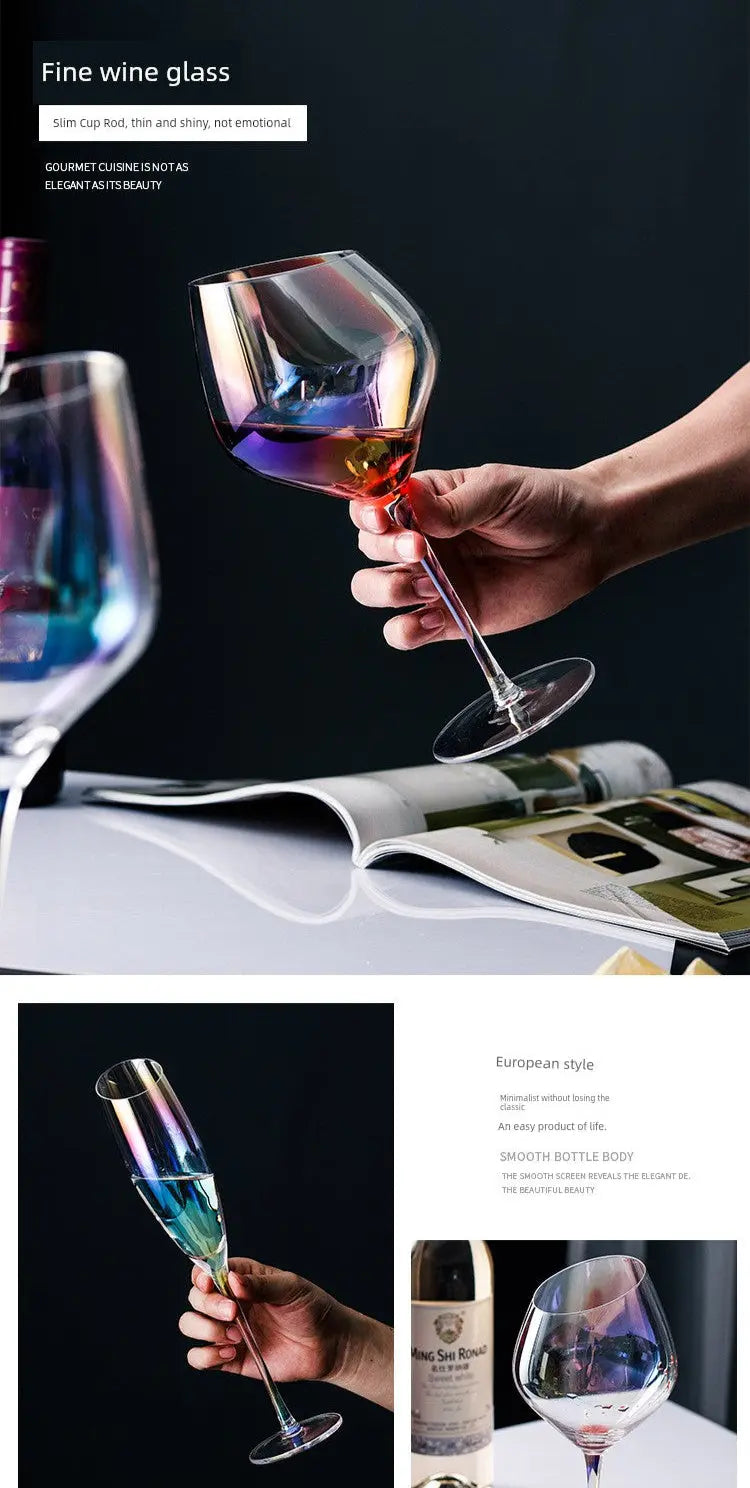 Japanese-Style Colorful Crystal Wine Goblet - Rainbow Champagne Glass Julia M LifeStyles