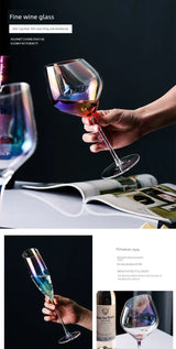 Japanese-Style Colorful Crystal Wine Goblet - Rainbow Champagne Glass Julia M LifeStyles