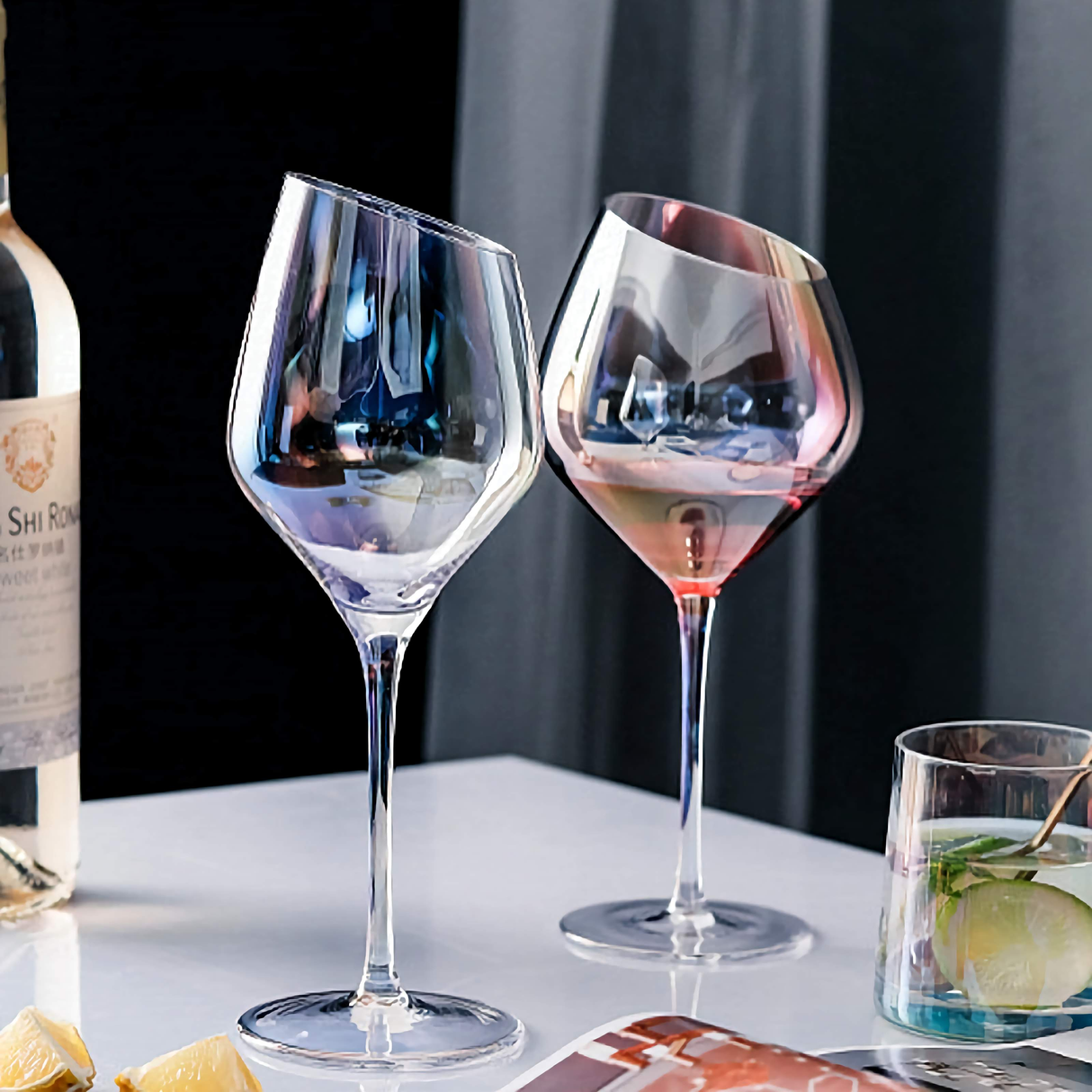 Japanese-Style Colorful Crystal Wine Goblet - Rainbow Champagne Glass Julia M LifeStyles