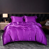 Soft 100% Imitate Silk Satin Duver Cover Sheet Pillow shams Multiple Colors Twin Double (1Duvet Cover+1FlatSheet+2Pillowcases) Julia M LifeStyles