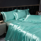 Soft 100% Imitate Silk Satin Duver Cover Sheet Pillow shams Multiple Colors Twin Double (1Duvet Cover+1FlatSheet+2Pillowcases) Julia M LifeStyles