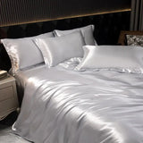 Soft 100% Imitate Silk Satin Duver Cover Sheet Pillow shams Multiple Colors Twin Double (1Duvet Cover+1FlatSheet+2Pillowcases) Julia M LifeStyles