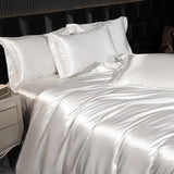 Soft 100% Imitate Silk Satin Duver Cover Sheet Pillow shams Multiple Colors Twin Double (1Duvet Cover+1FlatSheet+2Pillowcases) Julia M LifeStyles