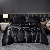 Soft 100% Imitate Silk Satin Duver Cover Sheet Pillow shams Multiple Colors Twin Double (1Duvet Cover+1FlatSheet+2Pillowcases) Julia M LifeStyles