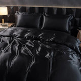 Soft 100% Imitate Silk Satin Duver Cover Sheet Pillow shams Multiple Colors Twin Double (1Duvet Cover+1FlatSheet+2Pillowcases) Julia M LifeStyles