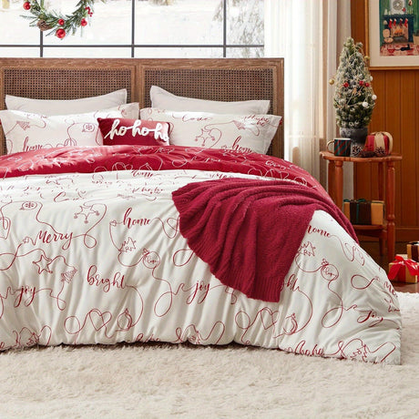 Bedsure 5-Piece Festive Fluffy Christmas red Comforter Set Julia M LifeStyles