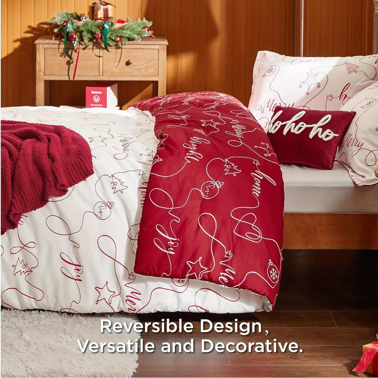 Bedsure 5-Piece Festive Fluffy Christmas red Comforter Set Julia M LifeStyles
