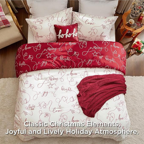 Bedsure 5-Piece Festive Fluffy Christmas red Comforter Set Julia M LifeStyles