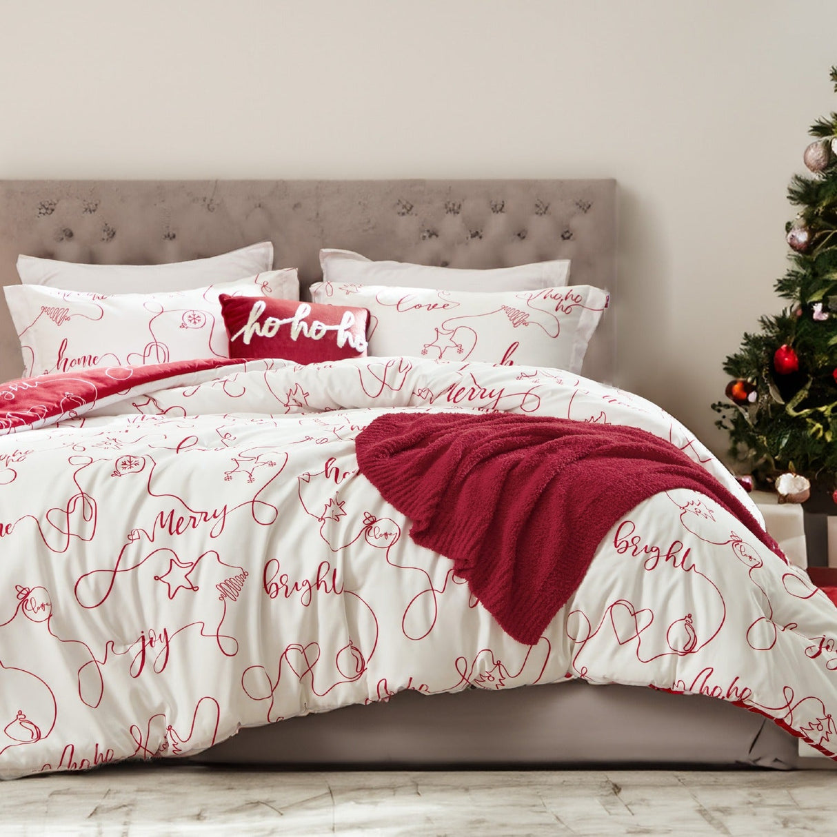 Bedsure 5-Piece Festive Fluffy Christmas red Comforter Set Julia M LifeStyles