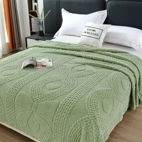 Office Thick Coral Fleece Blanket Love Bow Style Three Dimensional Embossed Quilt Warm Cold Resistant Home Decorations Julia M LifeStyles