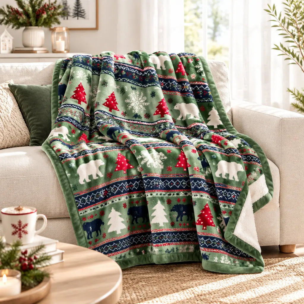 Scandinavian Winter Luxe Coral Fleece Throw Blanket Julia M LifeStyles