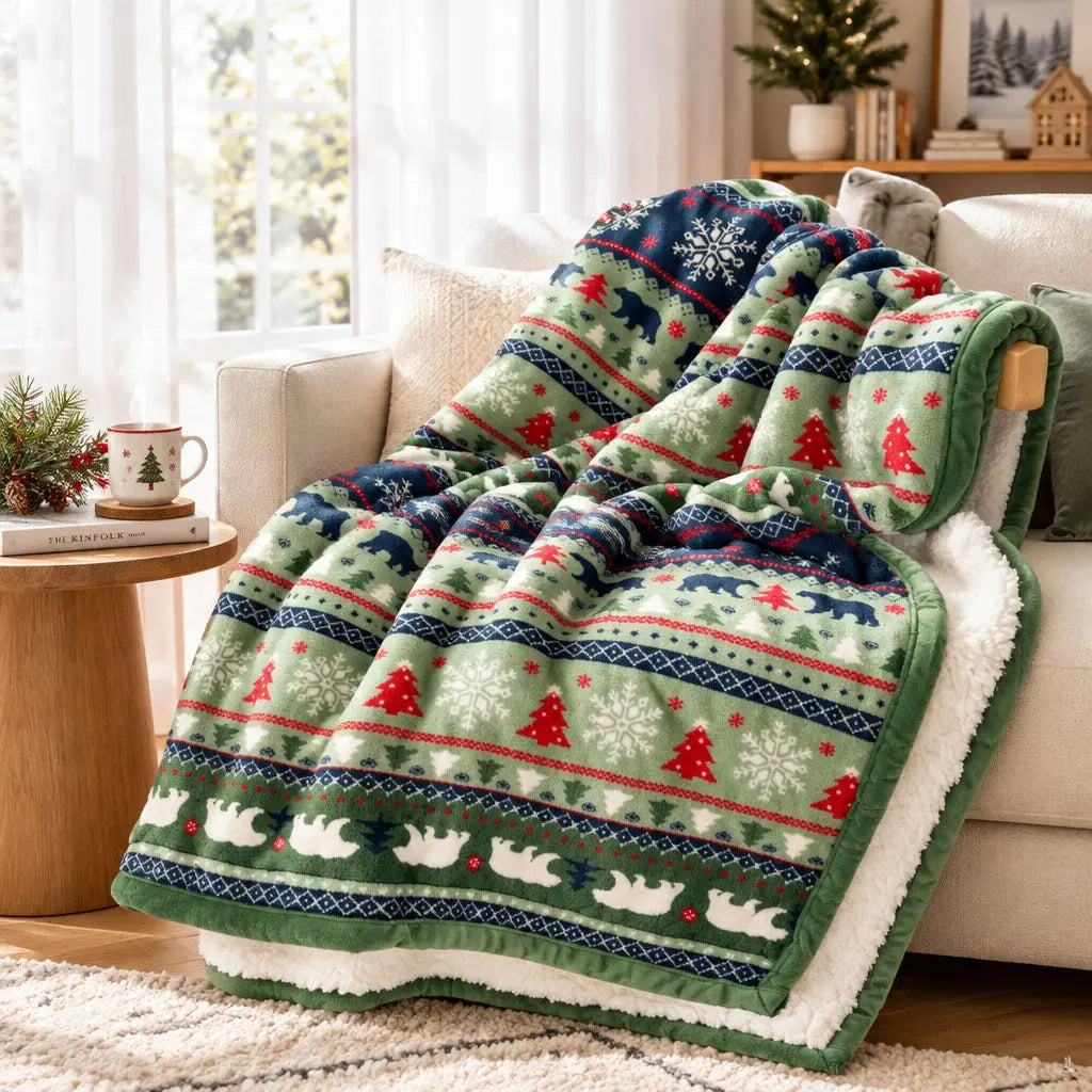 Scandinavian Winter Luxe Coral Fleece Throw Blanket Julia M LifeStyles