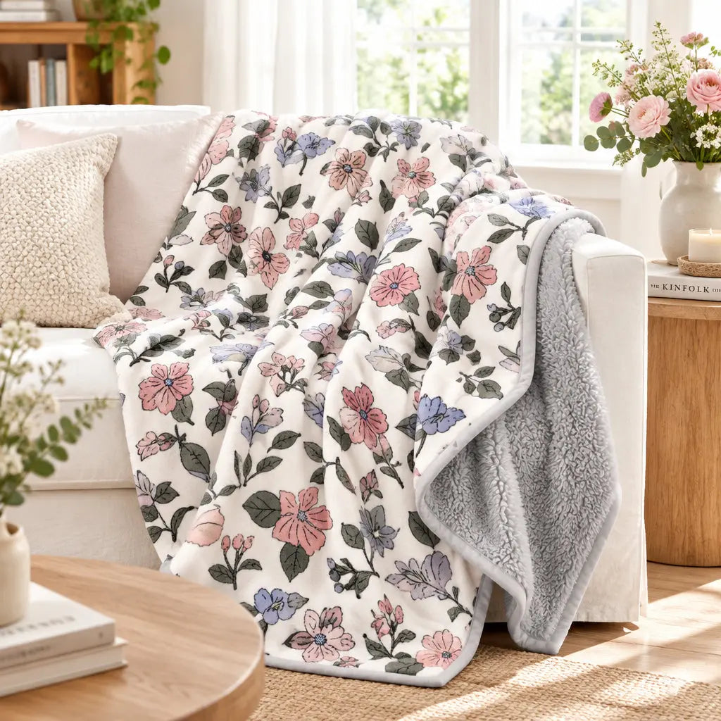 Scandinavian Winter Luxe Coral Fleece Throw Blanket Julia M LifeStyles