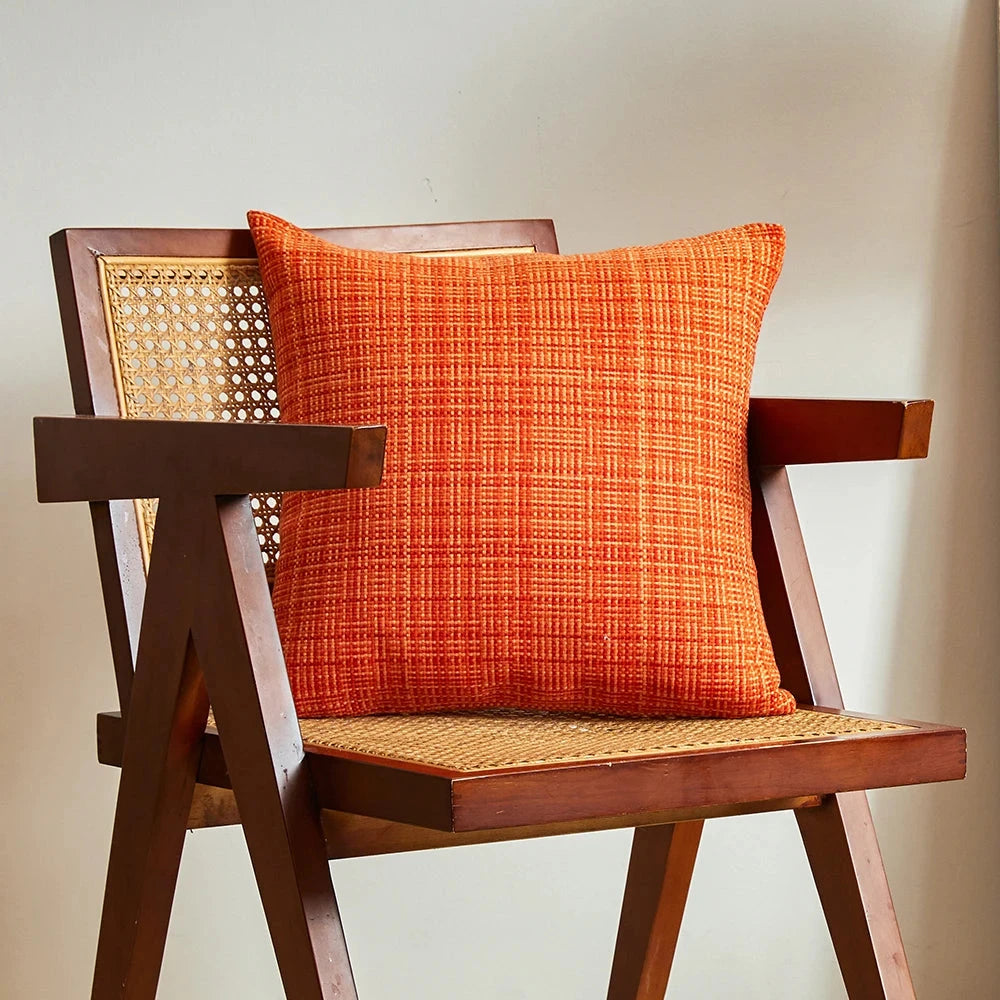 Cotton Linen Pillow Cover Orange Woven Waterproof Cushion Cover For Sofa Home Decoration Living Room Fundas De Cojines Nordic Julia M LifeStyles