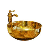 Gold sink with faucet on a white background