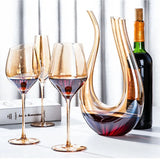Amber Crystal Burgundy Wine Decanter Goblet - Elegant Big Belly Tasting Cup Julia M LifeStyles
