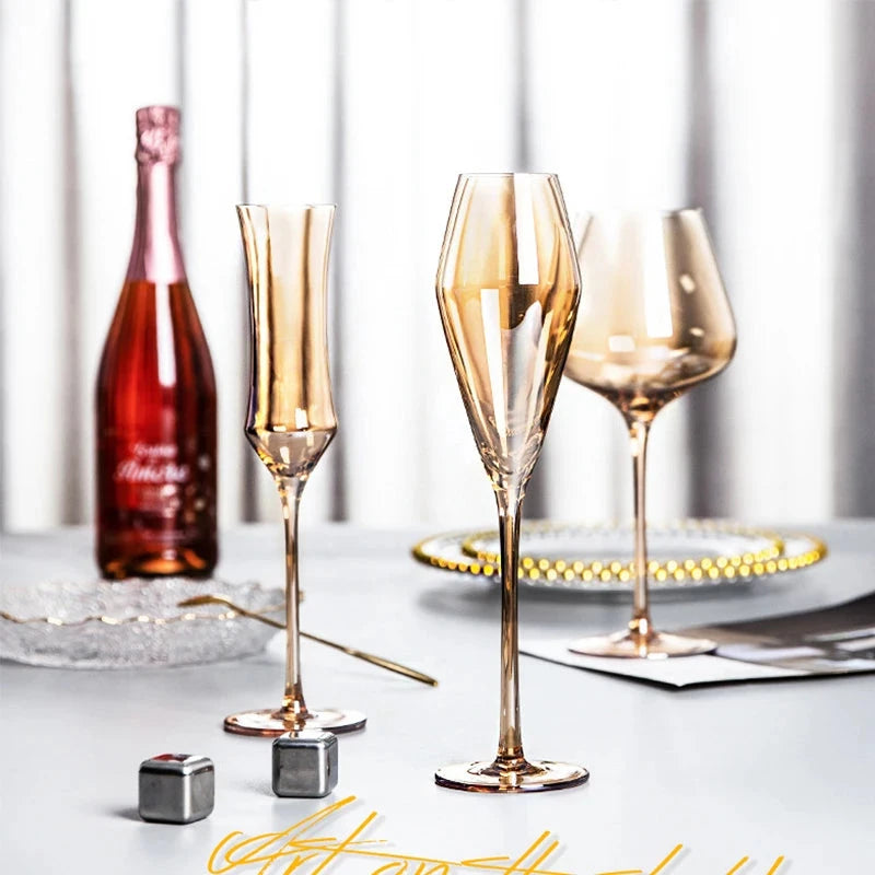 Amber Crystal Burgundy Wine Decanter Goblet - Elegant Big Belly Tasting Cup Julia M LifeStyles