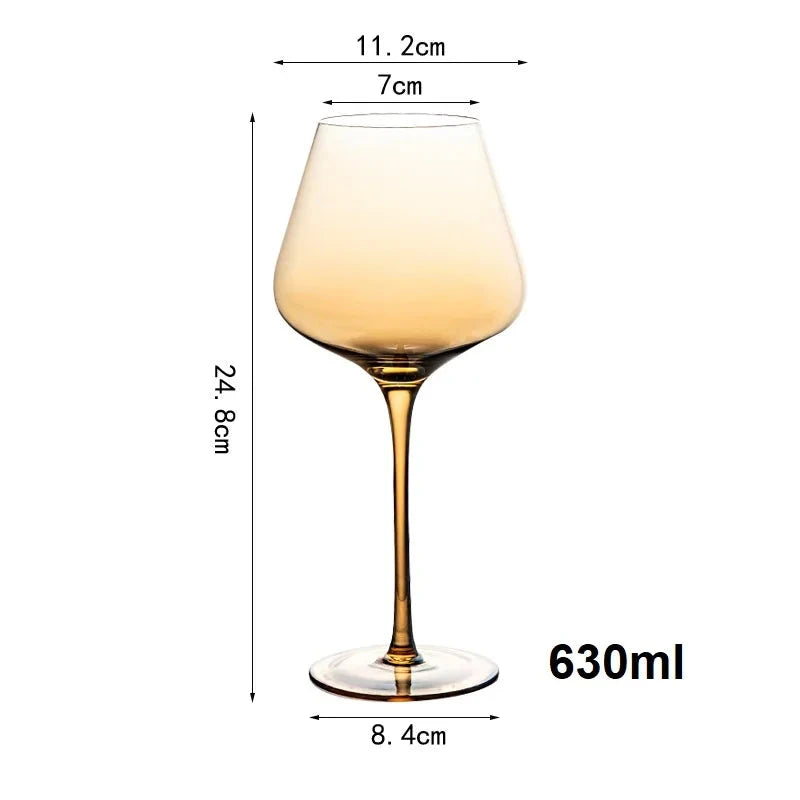 Amber Crystal Burgundy Wine Decanter Goblet - Elegant Big Belly Tasting Cup Julia M LifeStyles