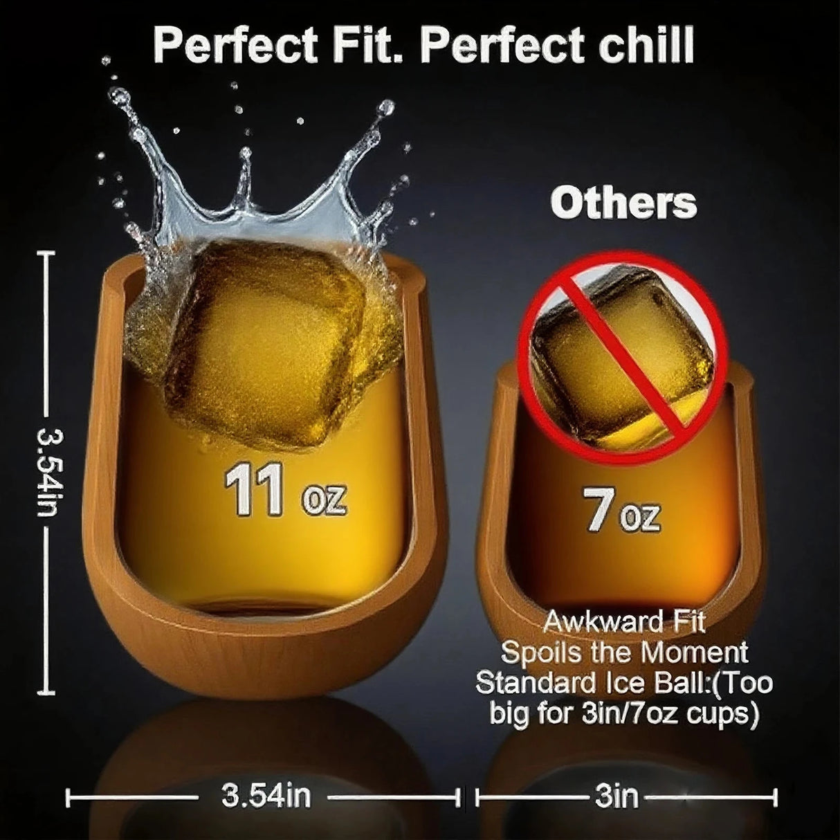 Charred Wooden Bourbon Whiskey Glass Set with Ice Cube Gift Julia M LifeStyles