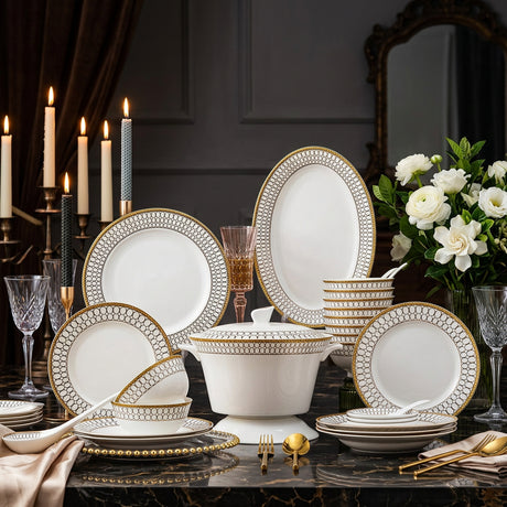 58 Pcs Ceramic Tableware Simple High Quality Cutlery Plate Set Modern Ceramic Dinner Plate Julia M LifeStyles