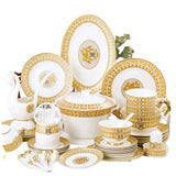 60 Pcs Golden Mosaic Eco-Friendly Porcelain Tableware Set Julia M LifeStyles