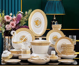 60 Pcs Golden Mosaic Eco-Friendly Porcelain Tableware Set Julia M LifeStyles