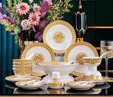 60 Pcs Golden Mosaic Eco-Friendly Porcelain Tableware Set Julia M LifeStyles