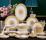 60 Pcs Golden Mosaic Eco-Friendly Porcelain Tableware Set Julia M LifeStyles