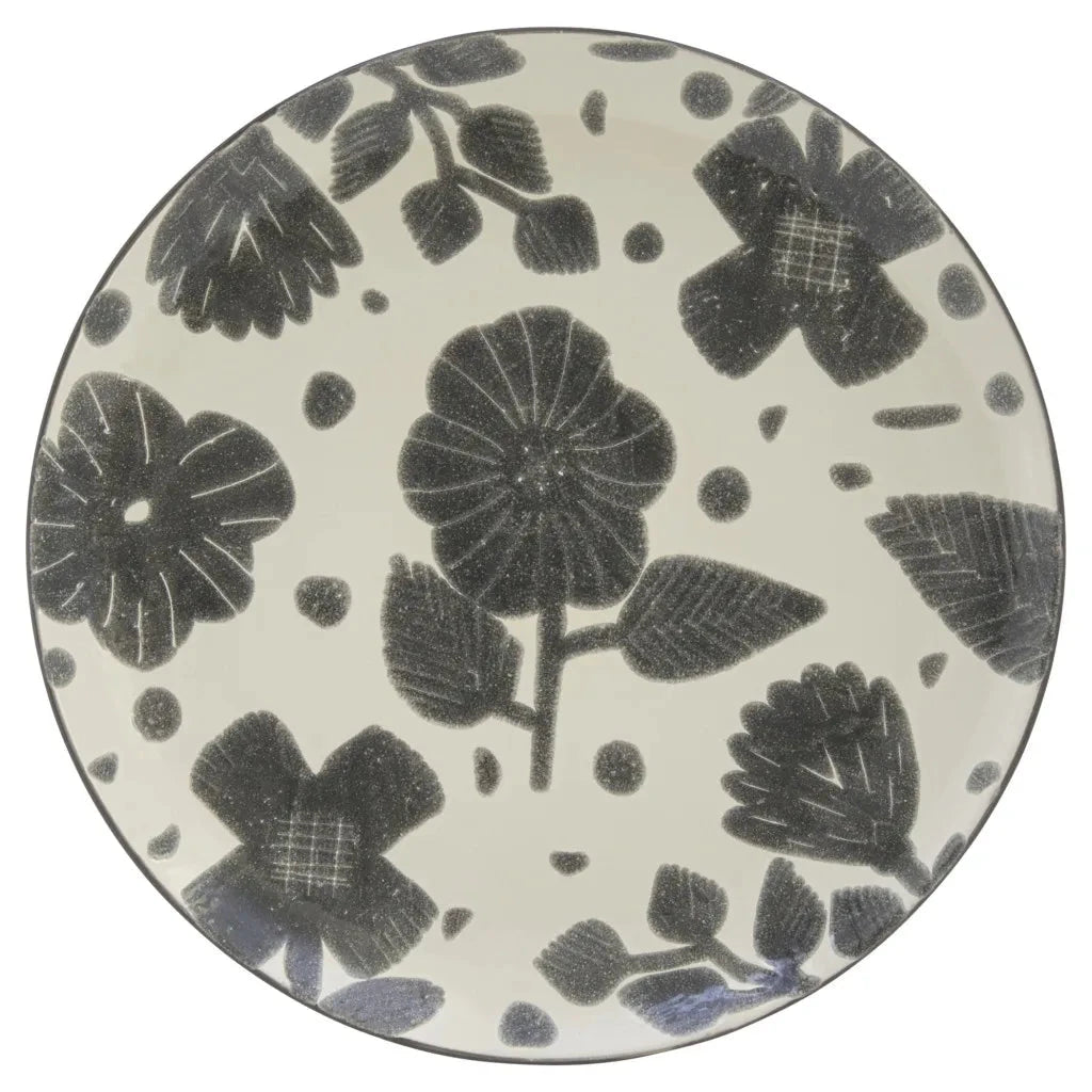 Elegant Gray and Ivory Floral Ceramic Dinnerware Set - 16 Pieces for Four Julia M LifeStyles