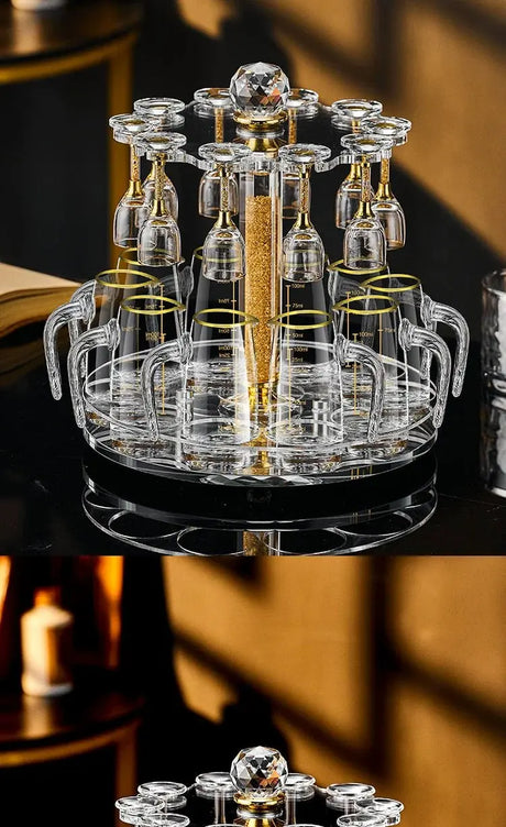 Luxury Crystal Spirits Shooter Glass Set with Gold Foil Decanter - Julia M LifeStyles