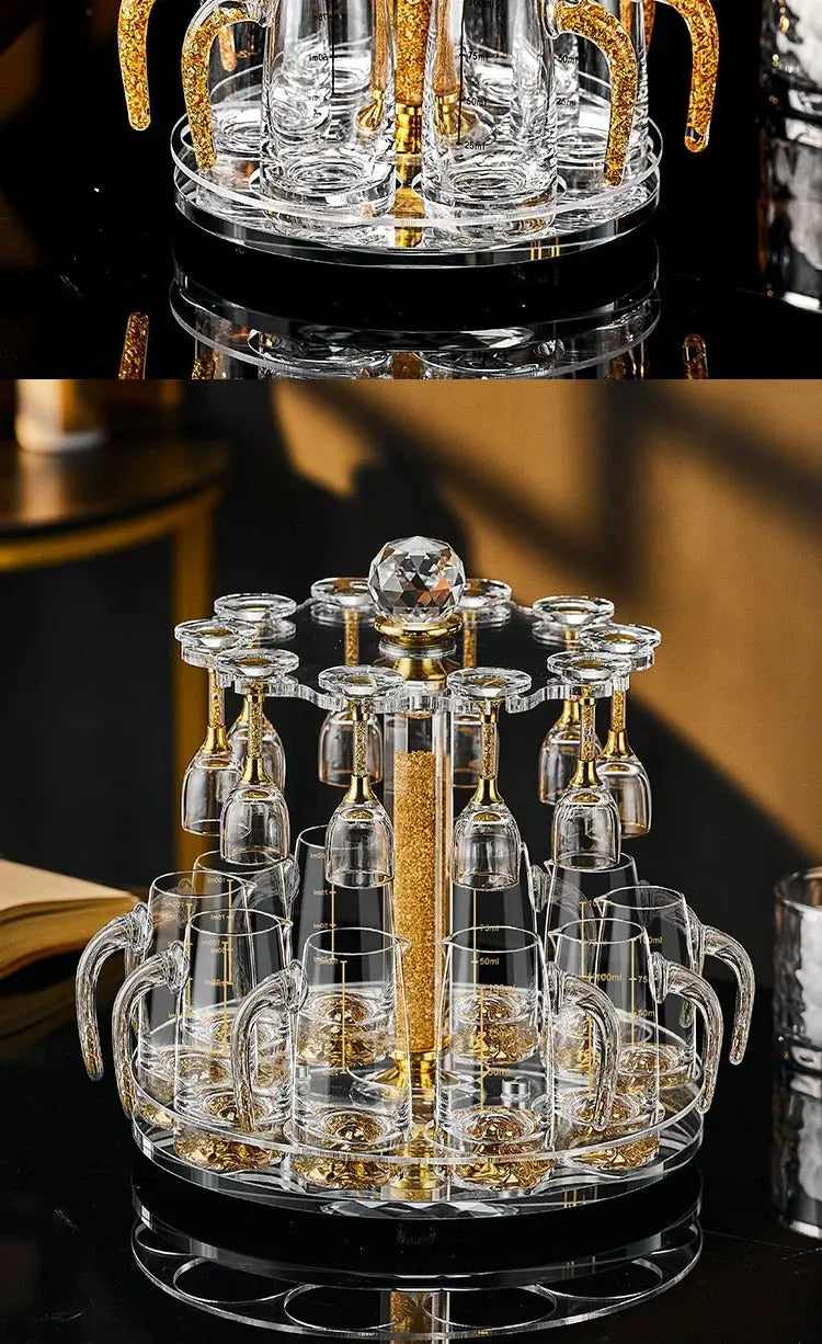 Luxury Crystal Spirits Shooter Glass Set with Gold Foil Decanter - Julia M LifeStyles