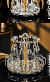 Luxury Crystal Spirits Shooter Glass Set with Gold Foil Decanter - Julia M LifeStyles