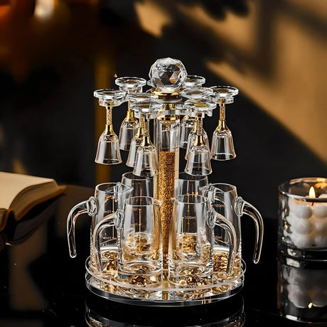 Luxury Crystal Spirits Shooter Glass Set with Gold Foil Decanter - Julia M LifeStyles