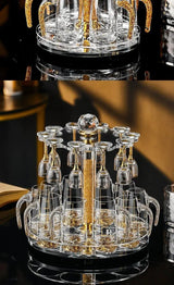 Luxury Crystal Spirits Tass Shooter Glass Set with Gold Foil Decanter - Julia M LifeStyles