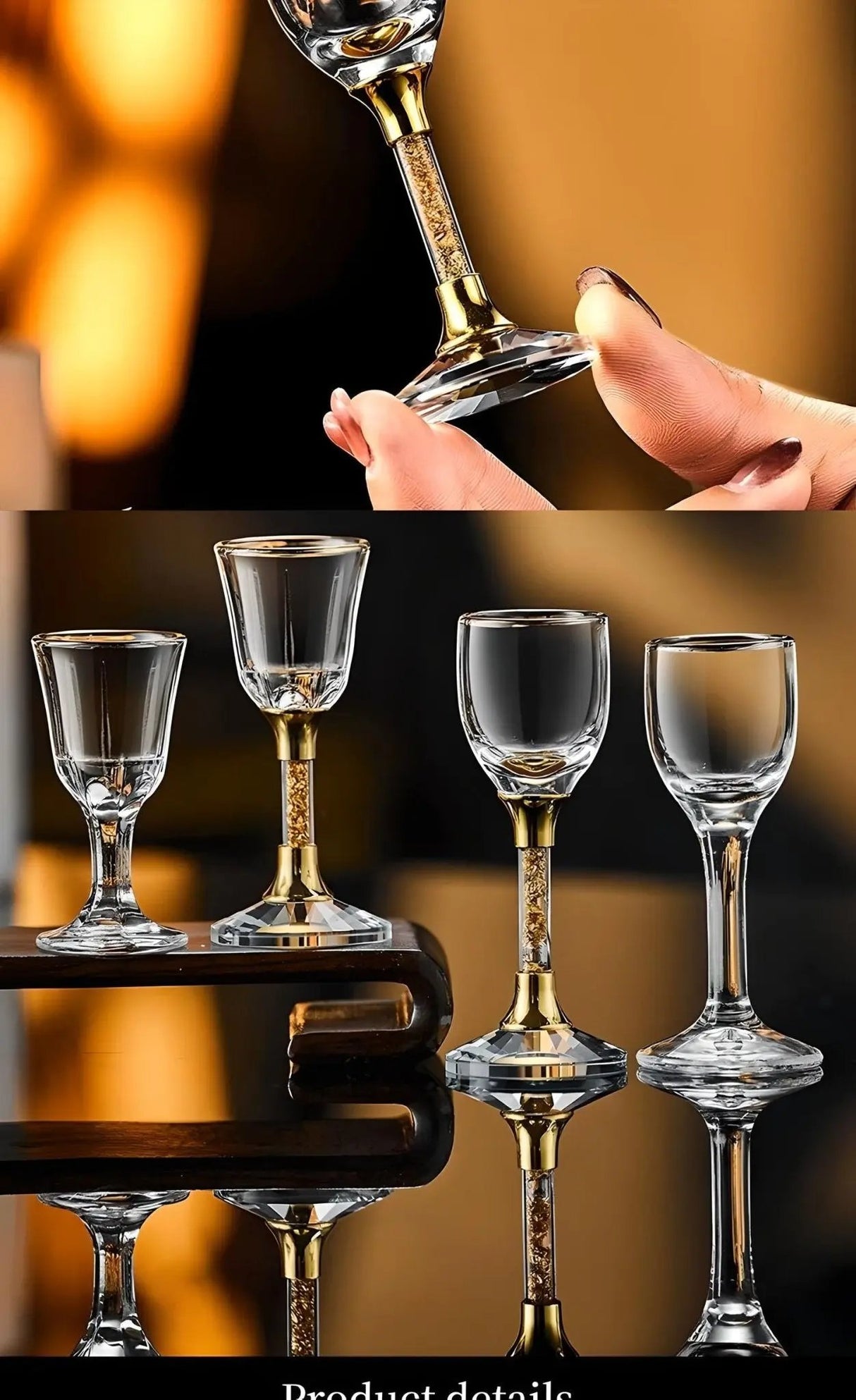 Luxury Crystal Spirits Tass Shooter Glass Set with Gold Foil Decanter - Julia M LifeStyles