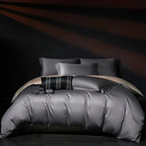 Luxury 100% Egyptian Cotton Reversible Duvet Cover Set - Silver & Purple Julia M LifeStyles