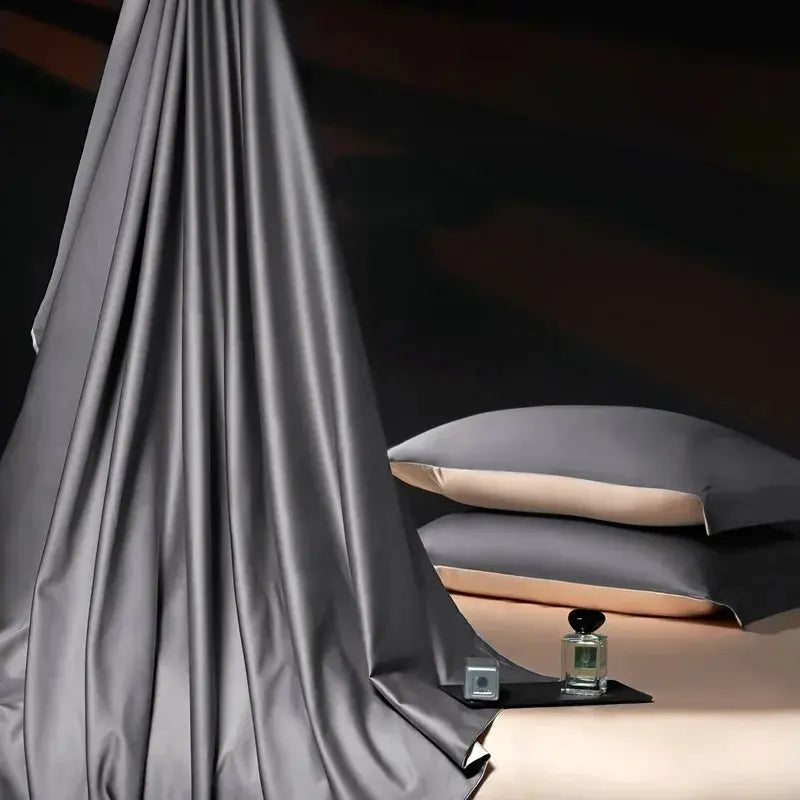 Luxury 100% Egyptian Cotton Reversible Duvet Cover Set - Silver & Purple Julia M LifeStyles