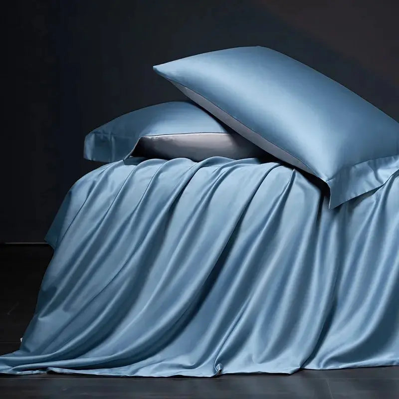 Luxury 100% Egyptian Cotton Reversible Duvet Cover Set - Silver & Purple Julia M LifeStyles